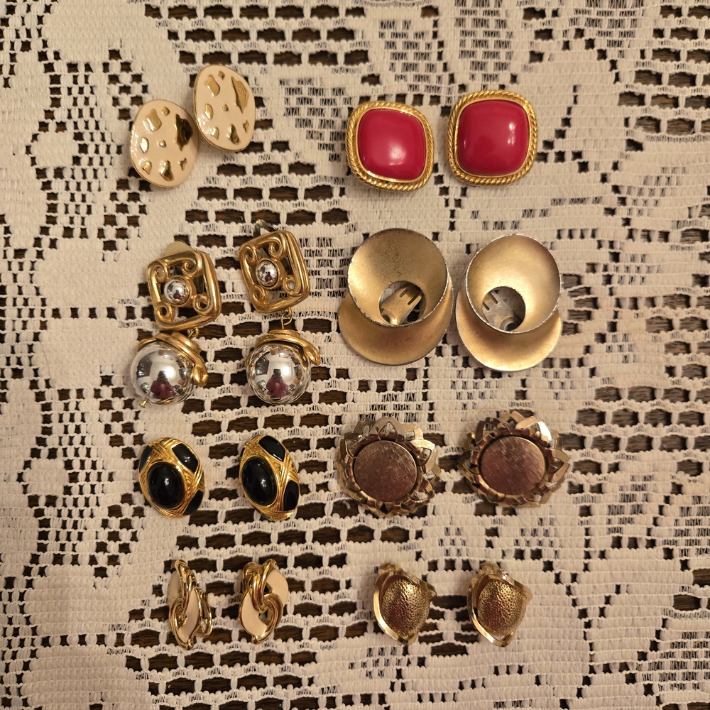 Vintage Costume Jewelry Earrings Set Bundle Lot Of 8